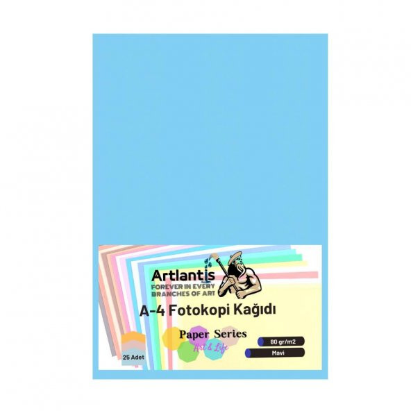 Mavi Renkli A-4 Fotokopi Kağıdı 25 li 1 Paket Artlantis Fotokopi Renkli A4 Kağıdı