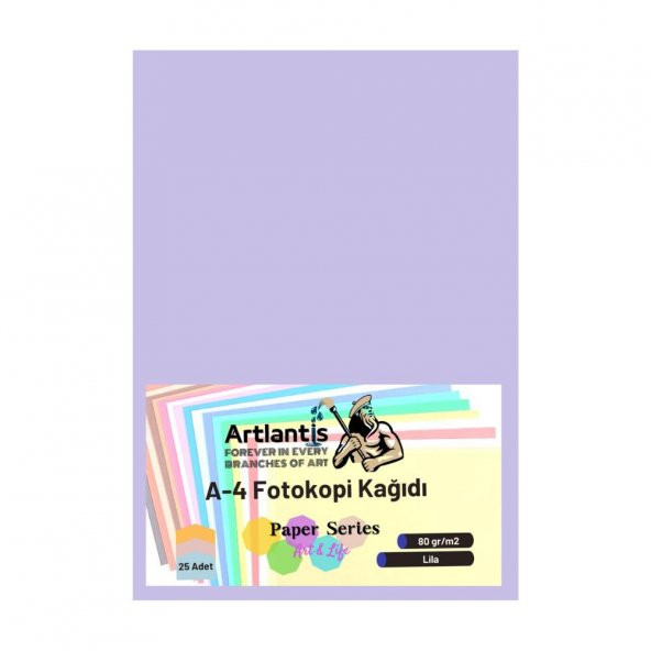 Lila Renkli A-4 Fotokopi Kağıdı 25 li 1 Paket Artlantis Fotokopi Renkli A4 Kağıdı - 1