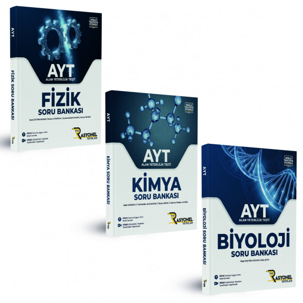 Rasyonel Yayınları AYT Fizik AYT Kimya AYT Biyoloji Soru Bankası Seti