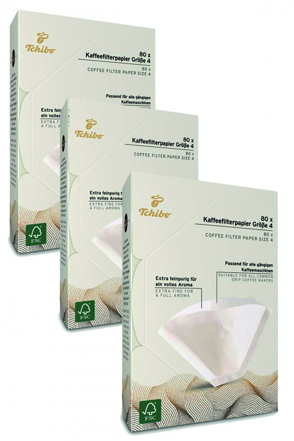 Tchibo Filtre Kahve Kağıdı 4 Numara 80 Adet (kağıt Filtre) X3 Adet