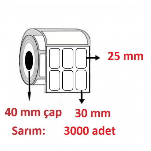 25x30 3lü ECO TERMAL ETİKET ( 3000 li )