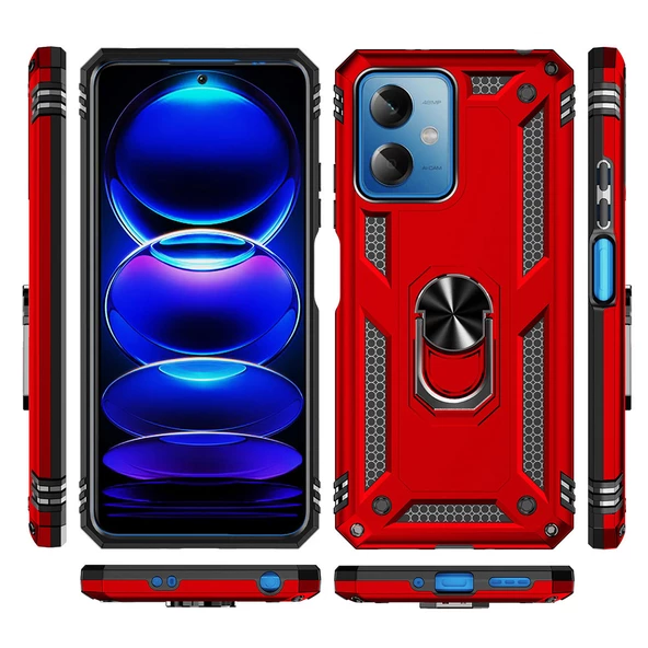 Xiaomi Redmi Note 12 5G Kılıf Zore Vega Yüzüklü Standlı Zırh Kılıf - 5