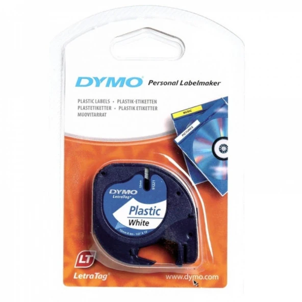 Dymo 50721610 Letratag Plastik Etiket Beyaz Üstü Siyah