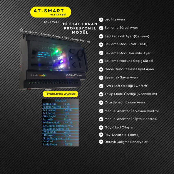 AT-SMART Serisi ULTRA AKILLI MERDİVEN AYDINLATMA SİSTEMİ+3 ADET LAZER SENSÖR - 2