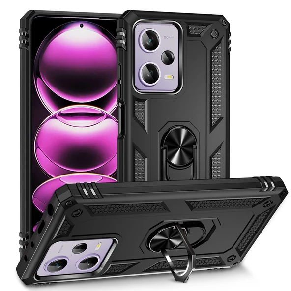 Xiaomi Redmi Note 12 Pro 5G Kılıf Zore Vega Yüzüklü Standlı Zırh Kılıf - 3