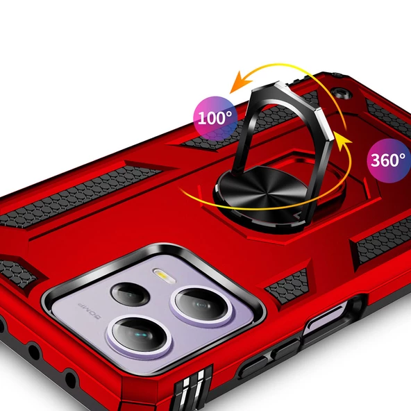 Xiaomi Redmi Note 12 Pro 5G Kılıf Zore Vega Yüzüklü Standlı Zırh Kılıf - 9