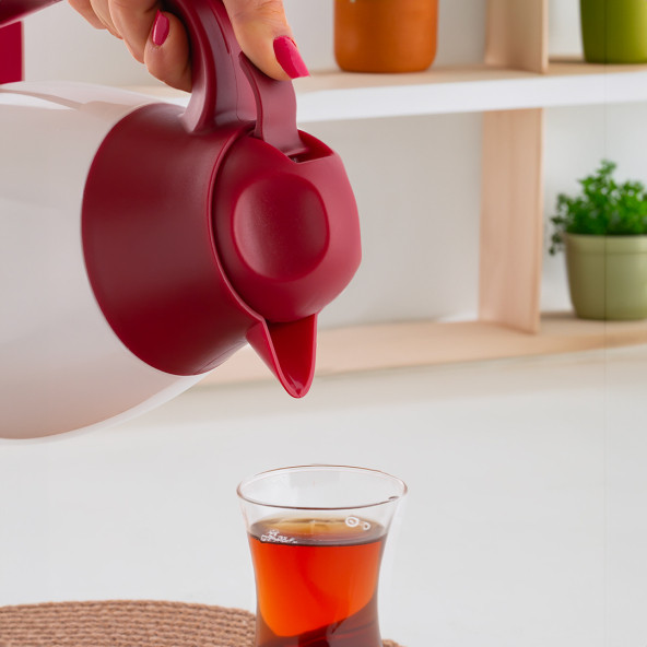 Porsima 2099 Cam Termos - Çay Kahve Keyfi Beyaz 1,3 L