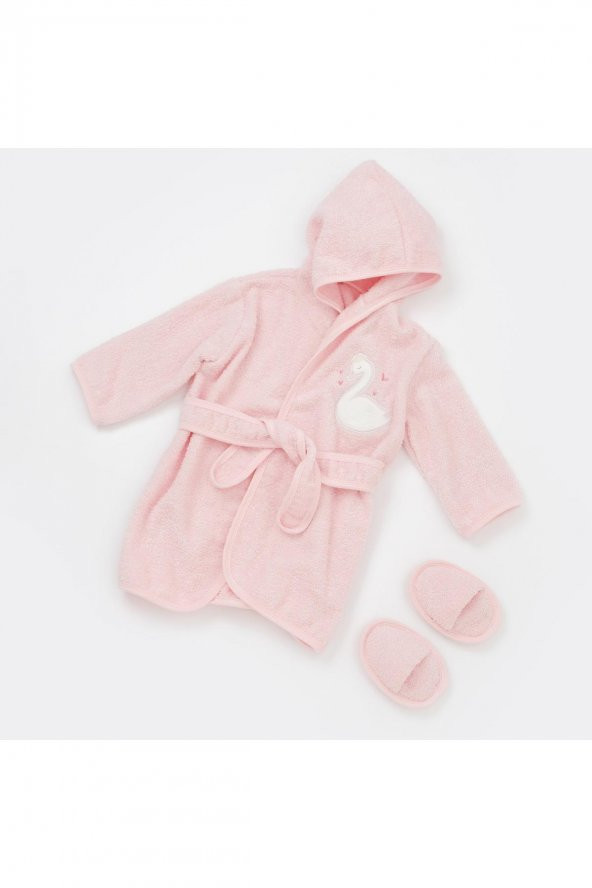 Bibaby Swan Bebek Bornoz Takımı 66419 Pembe