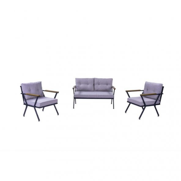 Pimango Locca Metal Bahçe Balkon Mobilyası GRİ 2+1+1