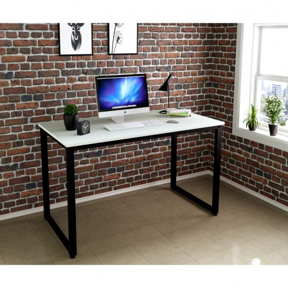 Ceramical Çalışma Masası, Bilgisayar Masası, Ofis Masası (60x120 Cm, Beyaz)