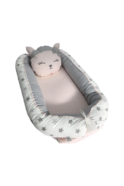 Bibaby 69097 Anne & Baba Yanı Yatağı Cute Cat Desen Lüx Baby Nest Yatak