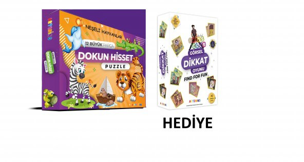 Neşeli Hayvanlar  Dokun Hisset Puzzle - Clup Görsel Dikkat Oyun Hediyeli