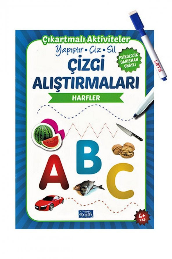 Çizgi Alıştırmaları - Harfler- Yaz Sil Kalem Hediyeli