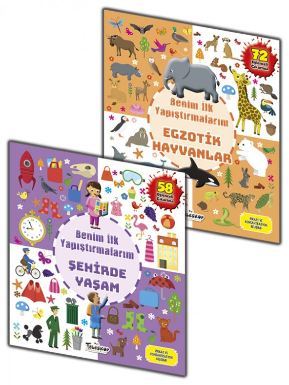 Benim İlk Yapıştırmalarım Seti 2 Kitap(egzotik hayvanlar - şehirde yaşam) - 1