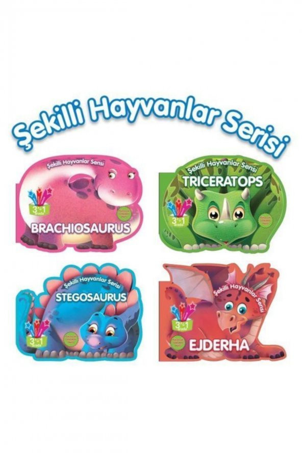 Şekilli Dinozor Ve Ejderha Hayvanları Serisi Seti - 4 Kitap Takım Kolektif