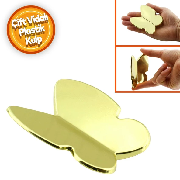 Kelebek Çocuk Bebek Genç Odası Çekmece Dolap Kapak Kulpu Kulbu Plastik Gold Altın Kulp 32 Mm