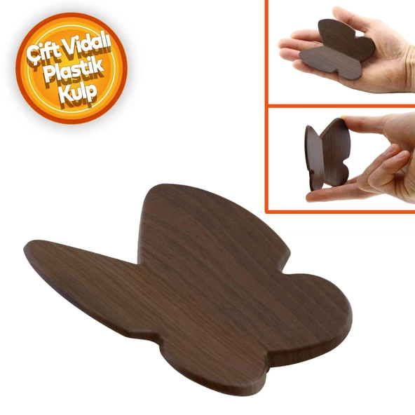 Kelebek Çocuk Bebek Genç Odası Çekmece Dolap Kapak Kulpu Kulbu Plastik Koyu Ceviz Kulp 32 Mm