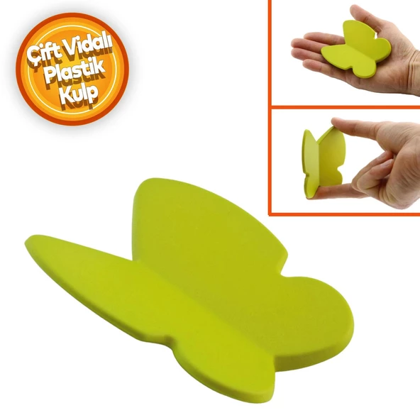 Kelebek Çocuk Bebek Genç Odası Çekmece Dolap Kapak Kulpu Kulbu Plastik Mat Yeşil Kulp 32 Mm