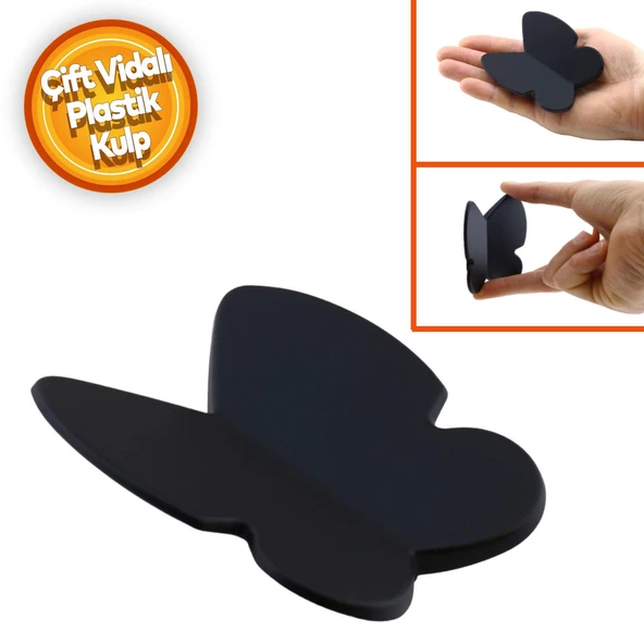 Kelebek Çocuk Bebek Genç Odası Çekmece Dolap Kapak Kulpu Kulbu Plastik Mat Siyah Kulp 32 Mm