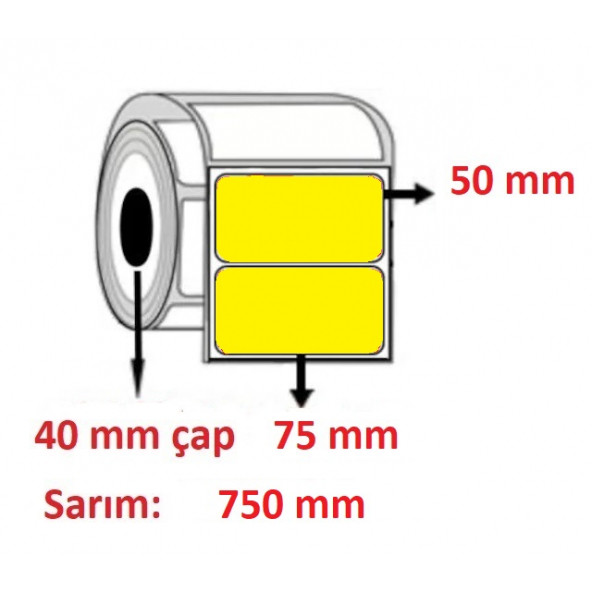 75X50 KUŞE ETİKET SARI ( 750 li )