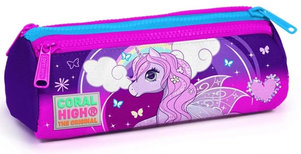Coral High Mor Unicorn Baskılı Kız Çocuk İlkokul Çanta Seti - USB Çıkışlı - Resim 4