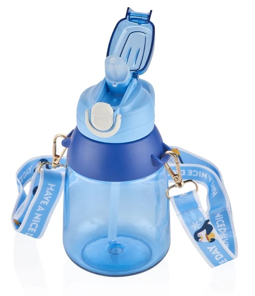 Vagonlife 800 ml Mavi Askılı Okul Günlük Spor Su Matarası - 2