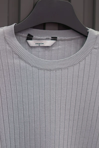 SLİMFİT LİKRALI SIFIR YAKA ERKEK TRİKO T-SHİRT - Resim 6