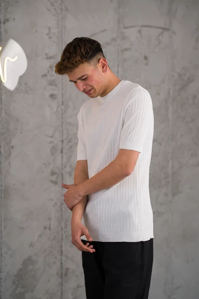 SLİMFİT LİKRALI SIFIR YAKA ERKEK TRİKO T-SHİRT - Resim 9