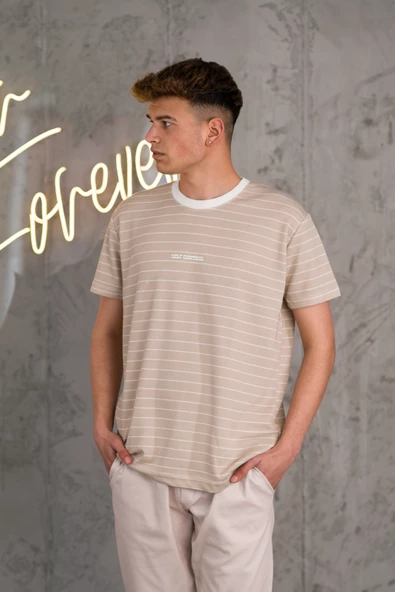 REGULER FİT BİSİKLET YAKA LİKRALI ÇİZGİLİ ERKEK YAZLIK T-SHİRT - Resim 9