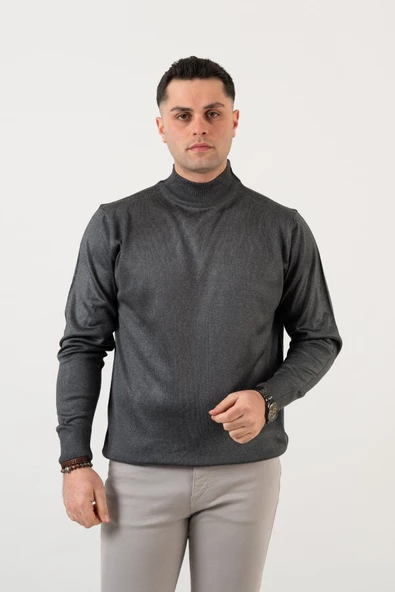 KLASİK KESİM YARIM BALIKÇI YÜNLÜ ERKEK TRİKO KAZAK - 11