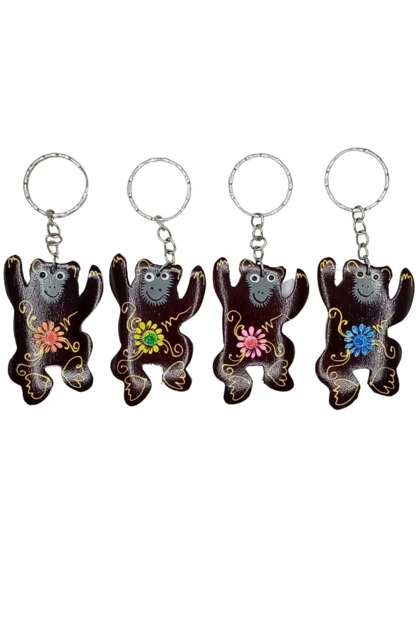 Hindistan Cevizi Maymun Anahtarlık Dörtlü Hediyelik Paket - Resim 4