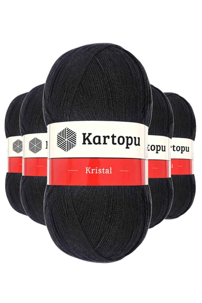 5 Adet Kristal Çift Katlı El Örgü Lif İpi Siyah K940 ürün görseli 1