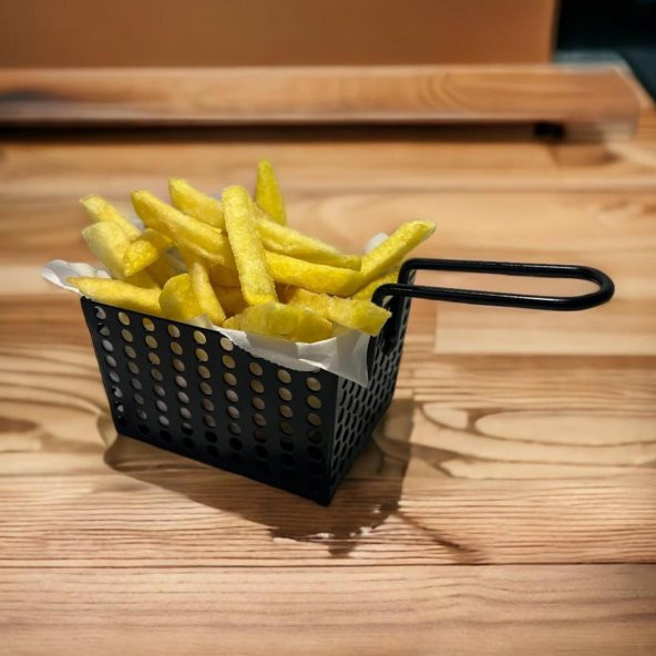 Mini Patateslik, Firütöz Sepeti, Patates Kızartma Sunum Sepeti, Cafe, Restaurant Burger Sunum, Servis Ekipmanı Model-1 SİYAH - 2