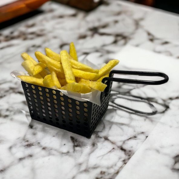 Mini Patateslik, Firütöz Sepeti, Patates Kızartma Sunum Sepeti, Cafe, Restaurant Burger Sunum, Servis Ekipmanı Model-1 SİYAH - 4