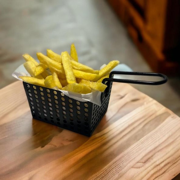 Mini Patateslik, Firütöz Sepeti, Patates Kızartma Sunum Sepeti, Cafe, Restaurant Burger Sunum, Servis Ekipmanı Model-1 SİYAH