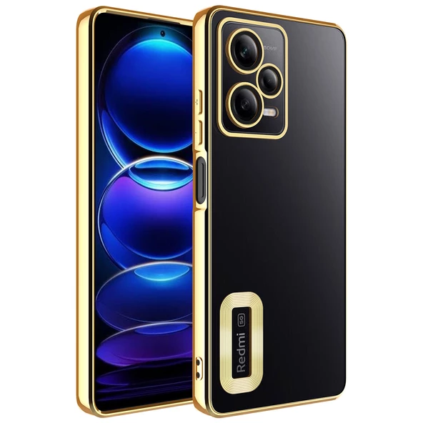 Xiaomi Redmi Note 12 Pro 5G Kılıf Kamera Korumalı Logo Gösteren Zore Omega Kapak  Gold