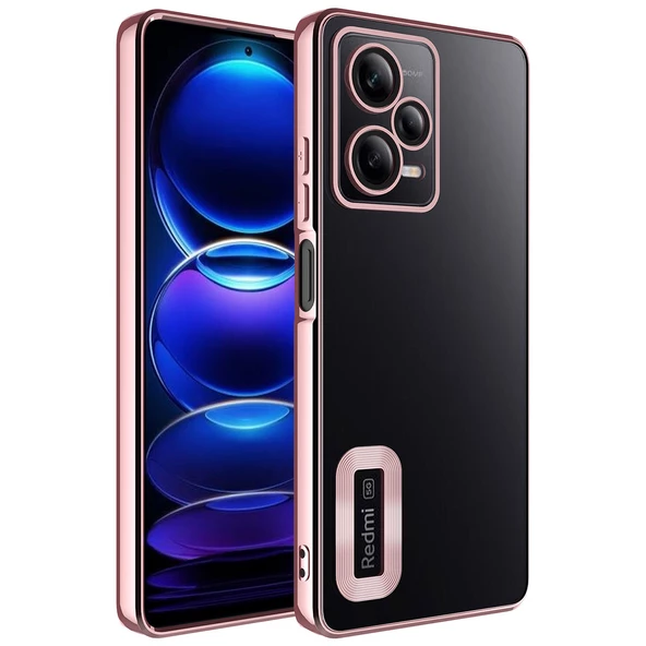 Xiaomi Redmi Note 12 Pro 5G Kılıf Kamera Korumalı Logo Gösteren Zore Omega Kapak  Rose Gold