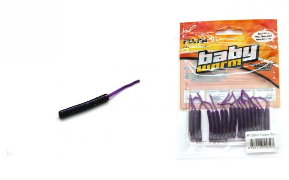 Fujin Baby Worm 5.2 cm Floating LRF Silikonu PURPLE GLOW - Resim 2