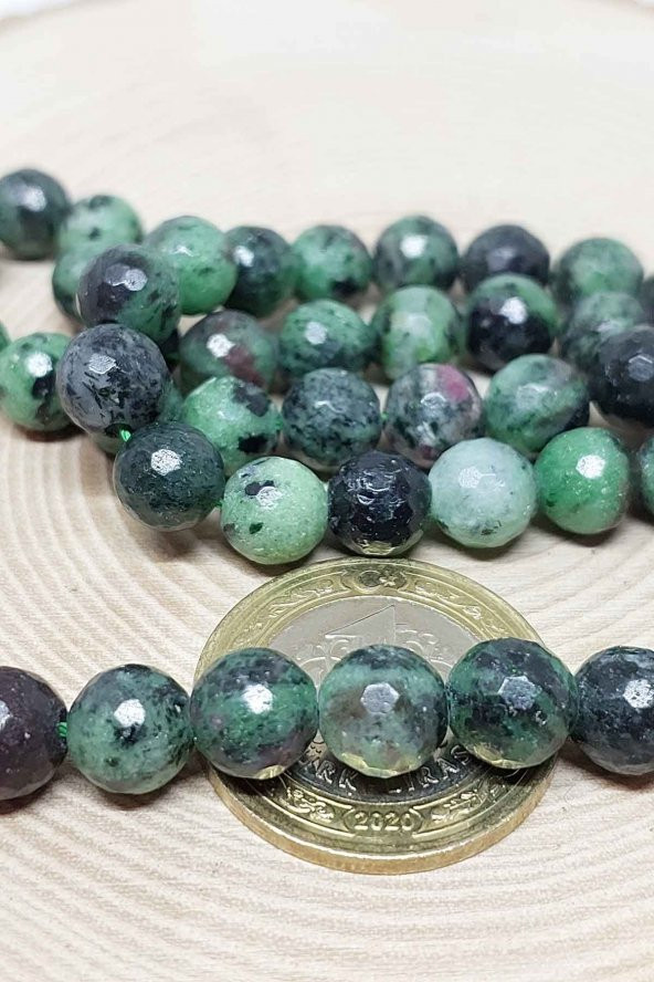 Anyolit (Rubizoit – Rubyzoisit) Taşı Faset Kesim Dizi 8mm - Resim 3