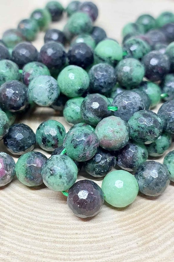 Anyolit (Rubizoit – Rubyzoisit) Taşı Faset Kesim Dizi 8mm - Resim 4