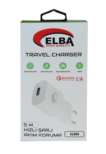 Elba Elb09 5W 2.1A Hızlı Şarj Akıllı Koruma Usb EV Şarj Kafa