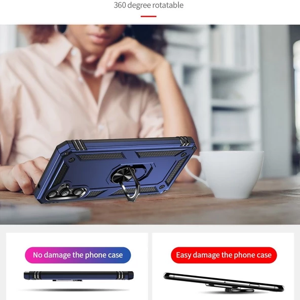 Gpack Samsung Galaxy A54 Kılıf Vega Sert Silikon Tank Standlı Yüzüklü Mıknatıslı - Resim 4