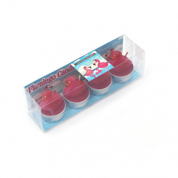 814045B DEKORATİF 4 LÜ MUM SETİ FLAMİNGO ŞEKİLLİ KOYU PEMBE 5X5X25CM