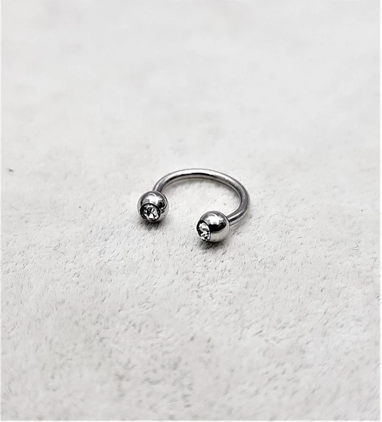 316L CERRAHİ ÇELİK 8 MM TAŞLI DİŞ, DUDAK, KIKIRDAK, TRAGUS, KAŞ, KULAK SMİLEY PİERCİNG-0VP146 - 6