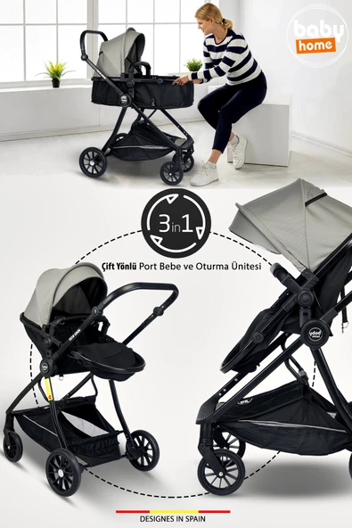 Baby Home 10 In 1 Yeni Doğan Full Set 1010 Travel Sistem Bebek Arabası 560 Oyun Parkı Beşik Geyik Yürüteç Bebek Yürüteci - 5