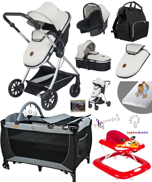 Baby Home 10 In 1 Yeni Doğan Full Set 1010 Travel Sistem Bebek Arabası 560 Oyun Parkı Beşik Geyik Yürüteç Bebek Yürüteci - 2