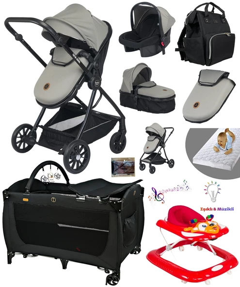 Baby Home 10 In 1 Yeni Doğan Full Set 1010 Travel Sistem Bebek Arabası 560 Oyun Parkı Beşik Geyik Yürüteç Bebek Yürüteci