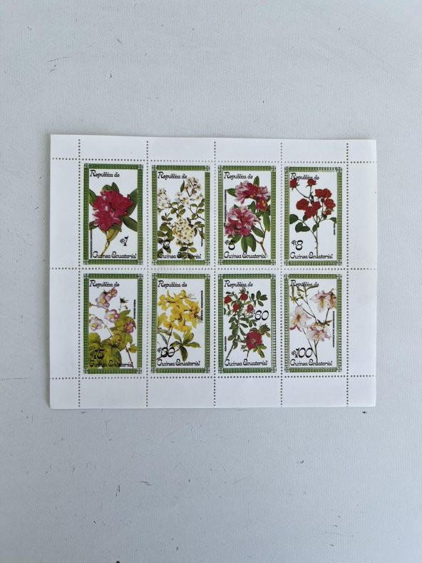 Çiçek Temalı Ekvator Ginesi Damgasız 8'li Blok Pul - 2