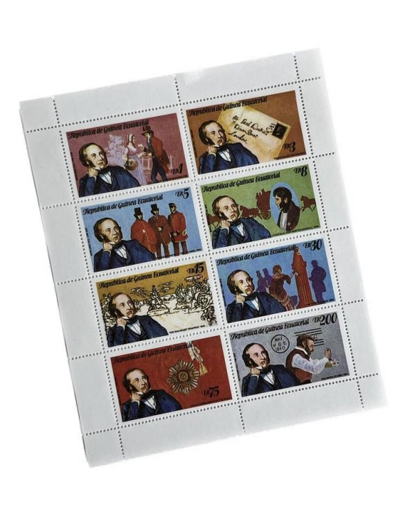 Sir Rowland Hill Londra Temalı Ekvator Ginesi Damgasız 8'li Blok Pul ürün görseli