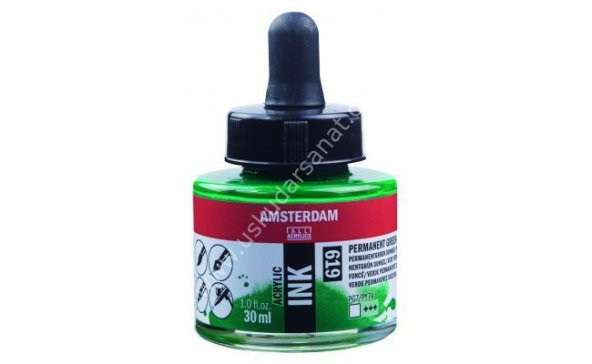 Amsterdam Sıvı Akrilik Mürekkep 30ml 619 Permanent Green Deep ürün görseli 1